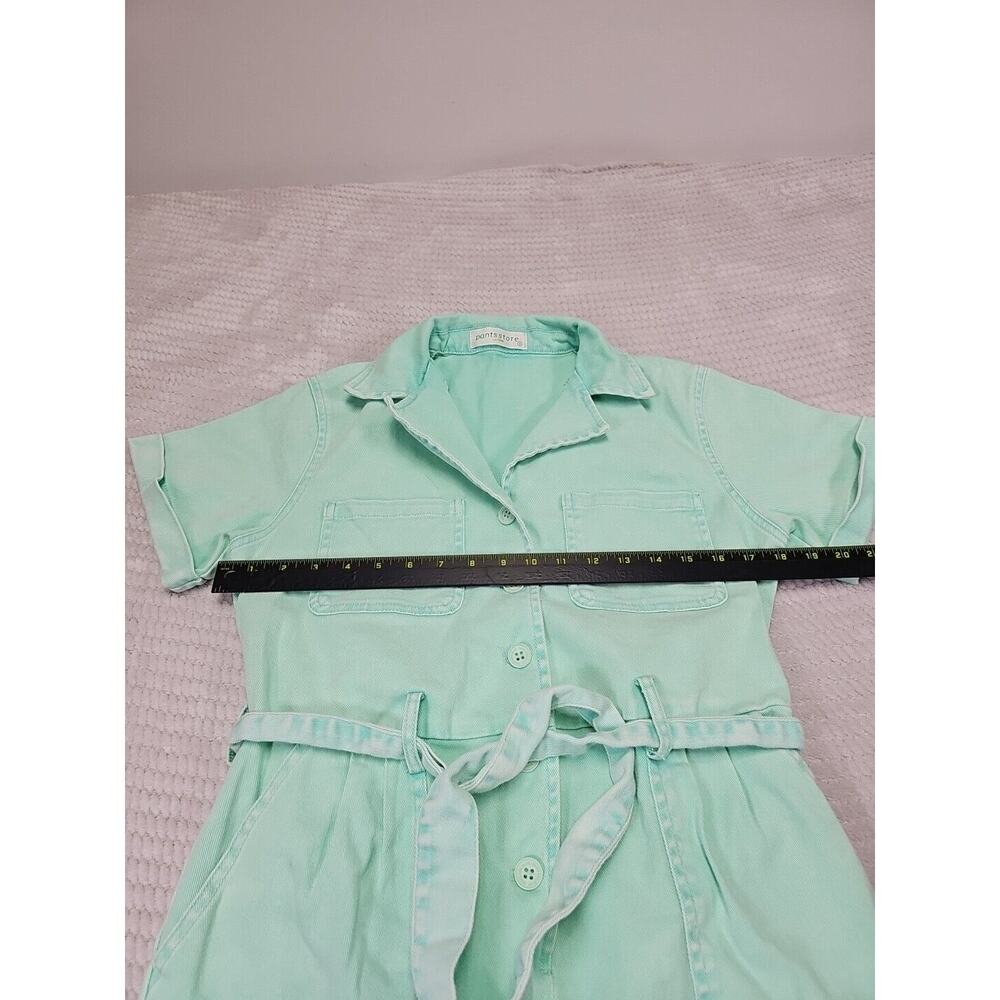 The Pants Store Jumpsuit Womens Small Mint Green Denim Short Sleeve Jumper - Picture 4 of 9